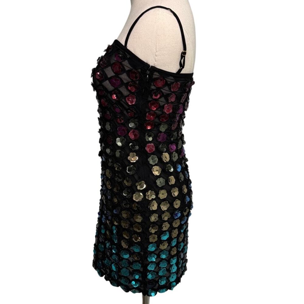 Cynthia Rowley Bella Sequin Appliqué Dress flower mini sheer stretch size 2 XS - Picture 6 of 12